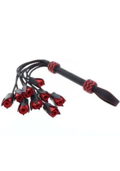 Hidden Desire Genuine Leather Roses Whip