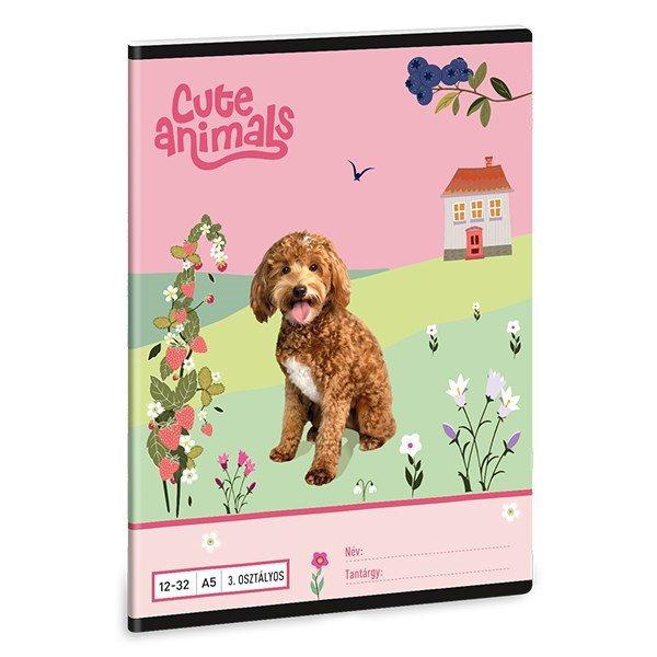 Füzet vonalas ARS UNA A/5 32 lapos 12-32 3. osztályos Cute Animals-Doggie
