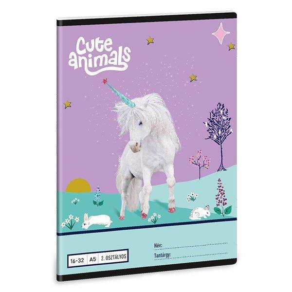 Füzet vonalas ARS UNA A/5 32 lapos 16-32 2. osztályos Cute Animals-Unicorn