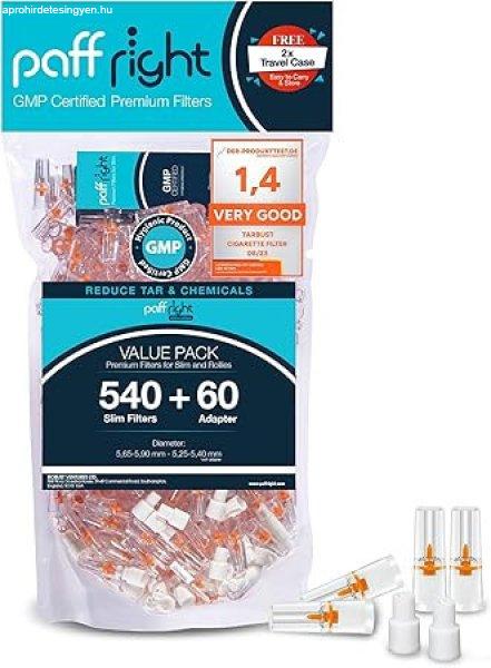 Paffright Slim 540+60 cigarettaszűrő tartozék 5,25 mm - 6 mm, cigarettatartó
Slimhez