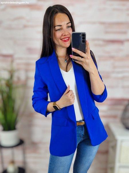 Karcsúsított, húzott ujjú, királykék blézer S-XL-ig