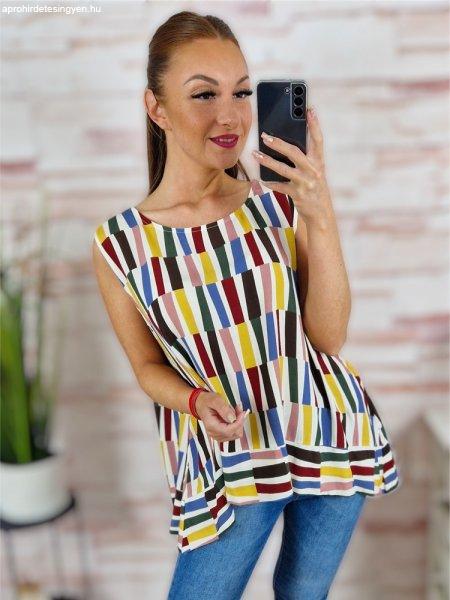 Mintás, A vonalú, hátul hosszított felső L-XL