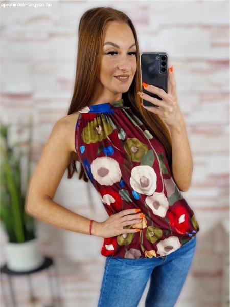 Mintás, pántos, hidegselyem anyagú felső S-M-L