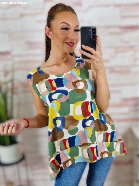 Mintás, A vonalú, hátul hosszított felső L-XL