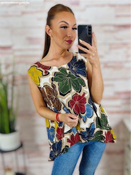 Mintás, A vonalú, hátul hosszított felső L-XL