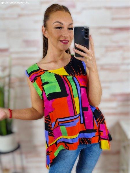 Mintás, A vonalú, hátul hosszított felső L-XL