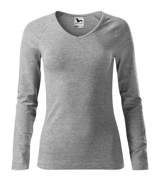 MALFINI Női hosszú újjú póló Elegance - Sötétszürke melírozott | XL