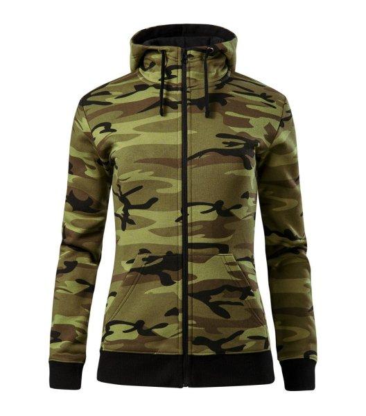 MALFINI Női pulóver Camo Zipper - Terepszínű zöld | L