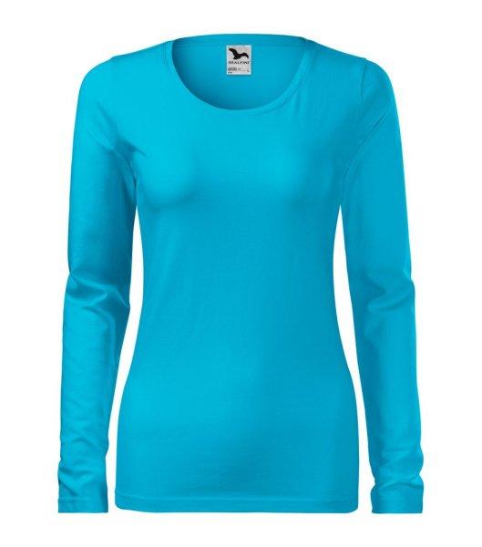 MALFINI Női hosszú újjő póló Slim - Türkiz | XL