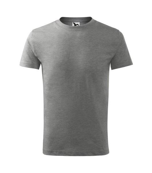 MALFINI Basic Gyermek póló - Sötétszürke melírozott | 158 cm (12 éves)