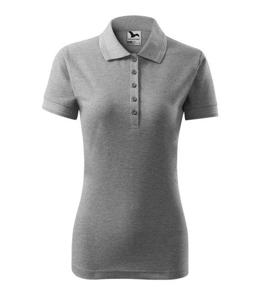 MALFINI Női galléros póló Pique Polo - Sötétszürke melírozott | 2XL