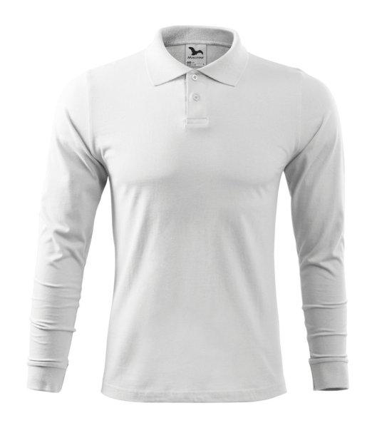 MALFINI Férfi hosszú ujjú galléros póló Single J. LS - Fehér | 2XL
