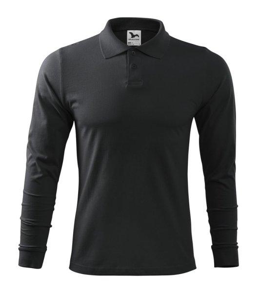 MALFINI Férfi hosszú ujjú galléros póló Single J. LS - Ebony gray | 2XL