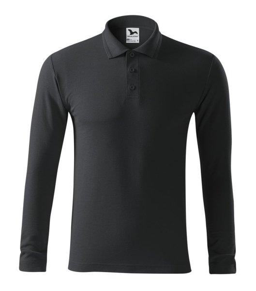 MALFINI Férfi hosszú ujjú galléros póló Pique Polo LS - Ebony gray | 2XL