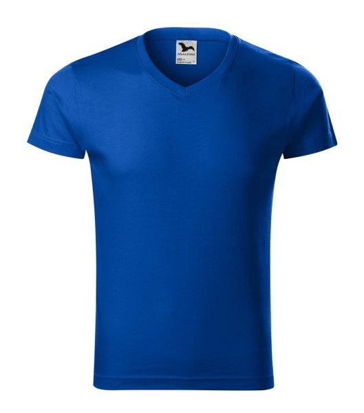 MALFINI Férfi póló Slim Fit V-neck - Királykék | 3XL