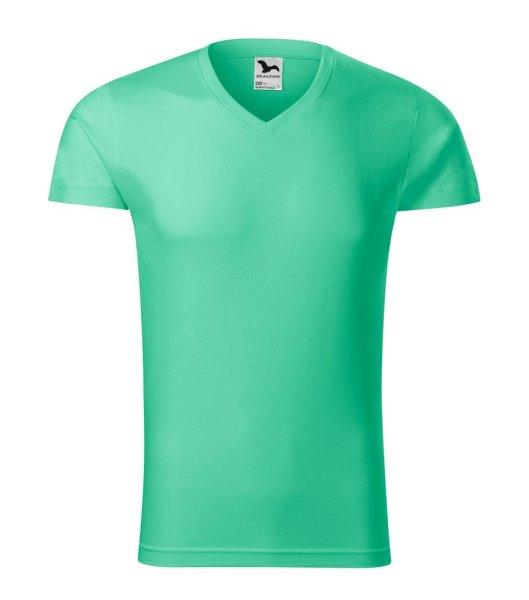 MALFINI Férfi póló Slim Fit V-neck - Menta | 3XL