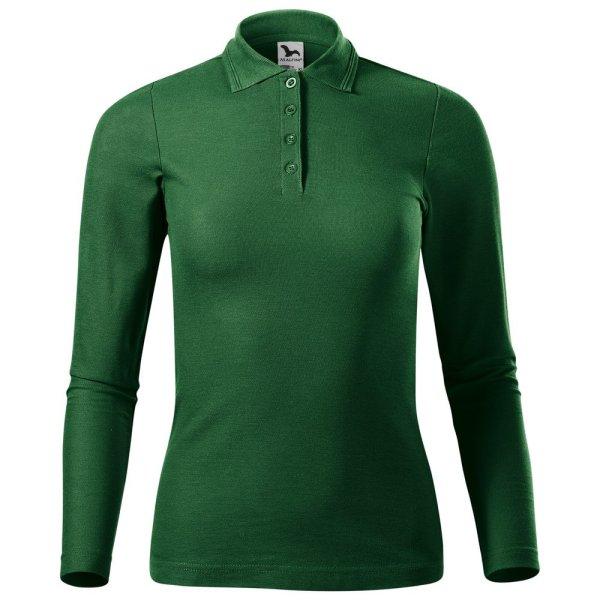 MALFINI Női hosszú ujjú póló Pique Polo LS - Palackzöld | 2XL