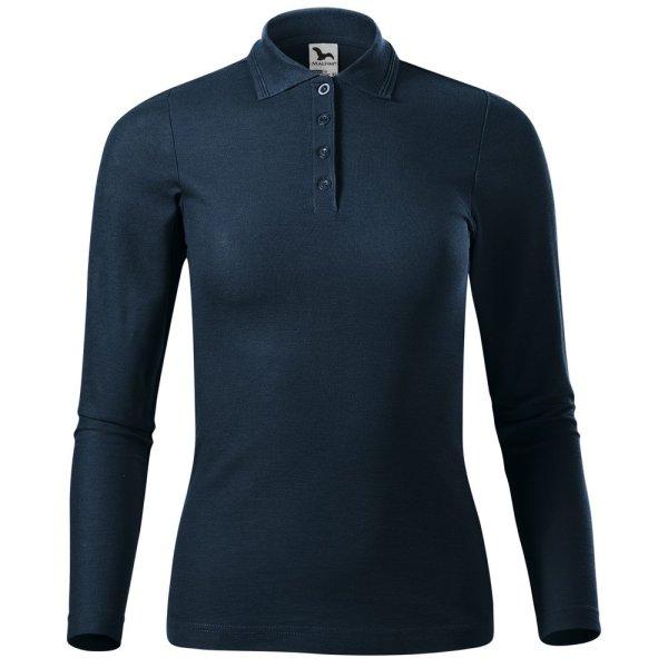 MALFINI Női hosszú ujjú póló Pique Polo LS - Tengerészkék | 2XL