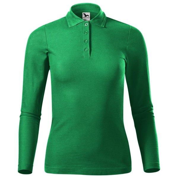 MALFINI Női hosszú ujjú póló Pique Polo LS - Középzöld | 2XL