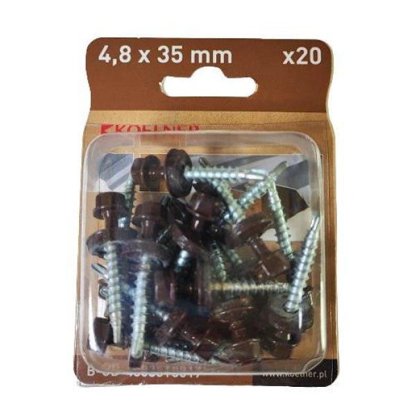 RAL8017 csokoládébarna hlf.önf.csav.fához fém-EPDM alátéttel 4.8x35mm
(B-OD-48035T8017)