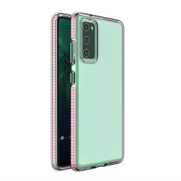 Spring tok Tiszta TPU gél védőtok színes tok Samsung Galaxy A02s uniós
fény rózsaszín