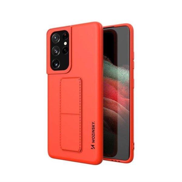 Wozinsky kitámasztható tok Flexible Silicone telefontok Stand Samsung Galaxy
S21 Ultra 5G Red