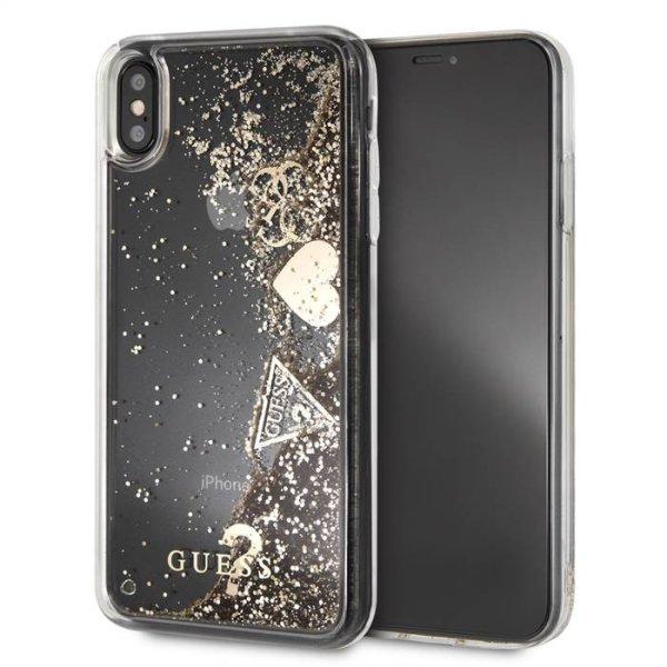 Apple iPhone XS Max GUESS GUHCI65GLHFLGO Liquid Glitter TPU Hátlap - Arany