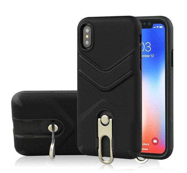 Defender műanyag telefonvédő (közepesen ütésálló, gumírozott, fém
kitámasztó) FEKETE Apple iPhone XR 6.1