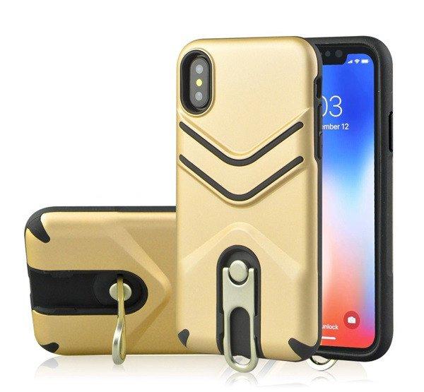 Defender műanyag telefonvédő (közepesen ütésálló, gumírozott, fém
kitámasztó) ARANY Apple iPhone XR 6.1