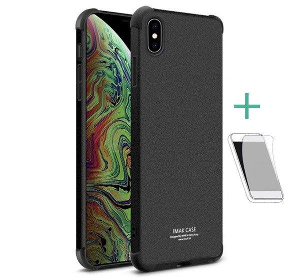 IMAK szilikon telefonvédő (közepesen ütésálló, légpárnás sarok, matt +
képernyővédő fólia) FEKETE Apple iPhone XS Max 6.5