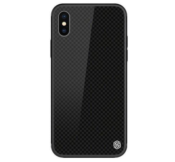 NILLKIN TEMPERED PLAID telefonvédő szilikon keret (BUMPER, edzett üveg
hátlap, négyzet minta) FEKETE Apple iPhone XS Max 6.5
