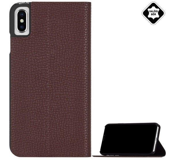 CASE-MATE BARELY THERE FOLIO tok álló, valódi bőr (FLIP, oldalra nyíló,
bankkártya tartó, asztali tartó funkció) BARNA Apple iPhone XS Max 6.5