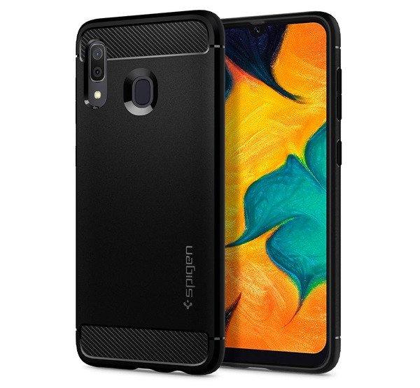 SPIGEN RUGGED ARMOR szilikon telefonvédő (közepesen ütésálló,
légpárnás sarok, karbon minta) FEKETE Samsung Galaxy A30 (SM-A305F), Samsung
Galaxy A20 (SM-A205F)