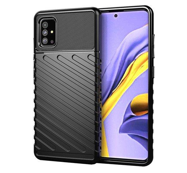 Szilikon telefonvédő (közepesen ütésálló, csíkos, dombor minta) FEKETE
Samsung Galaxy A51 (SM-A515F)