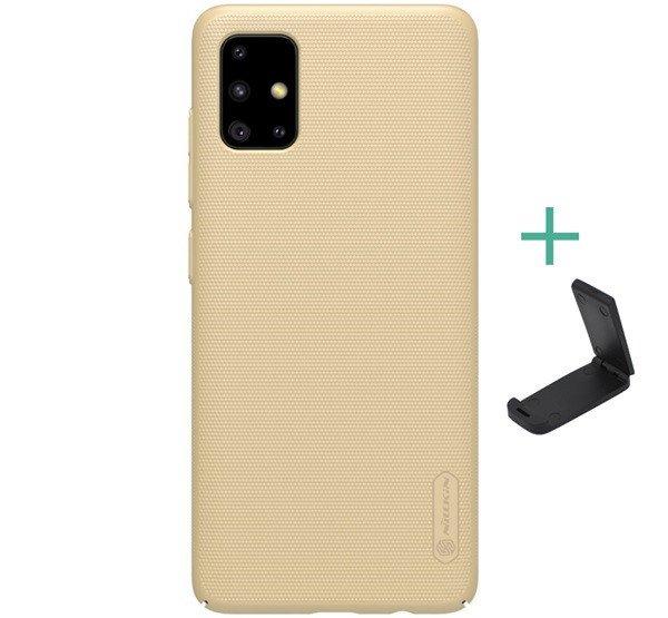 NILLKIN SUPER FROSTED műanyag telefonvédő (gumírozott, érdes felület +
asztali tartó) ARANY Samsung Galaxy A51 (SM-A515F)