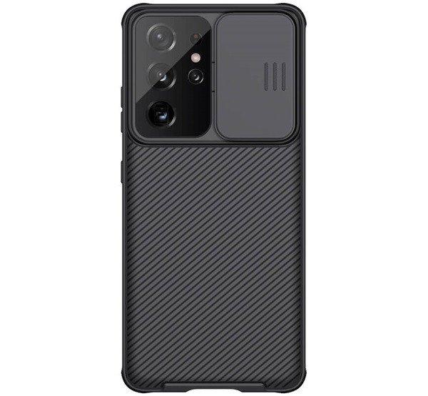 NILLKIN CAMSHIELD PRO műanyag telefonvédő (szilikon keret, közepesen
ütésálló, kamera védelem, csíkos minta) FEKETE Samsung Galaxy S21 Ultra
(SM-G998) 5G
