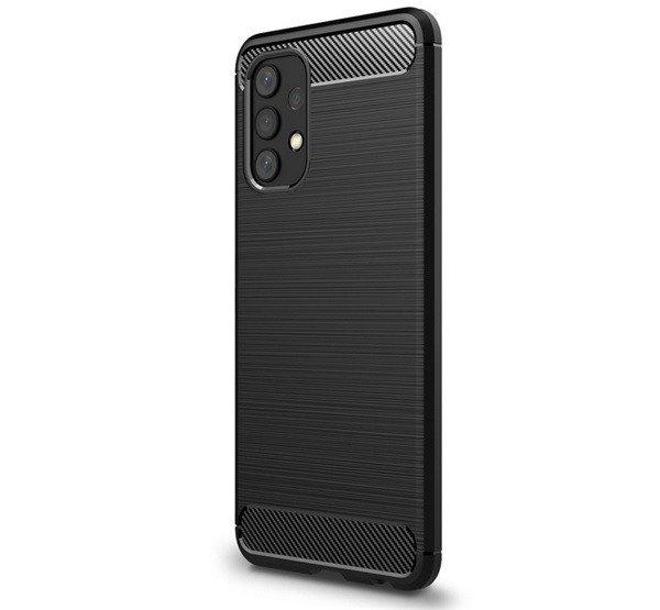 Szilikon telefonvédő (közepesen ütésálló, légpárnás sarok,
szálcsiszolt, karbon minta) FEKETE Samsung Galaxy A32 4G (SM-A325)