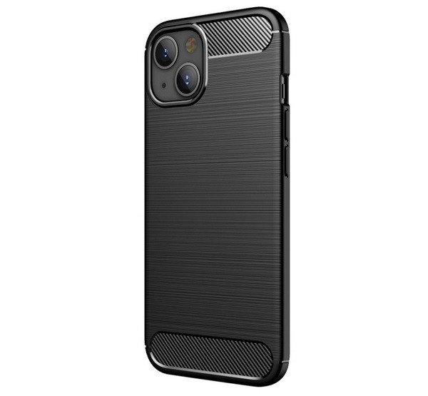 Szilikon telefonvédő (közepesen ütésálló, légpárnás sarok,
szálcsiszolt, karbon minta) FEKETE Apple iPhone 13