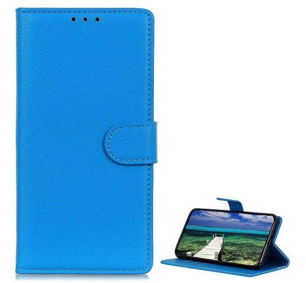 Tok álló, bőr hatású (FLIP, oldalra nyíló, asztali tartó funkció,
prémium) VILÁGOSKÉK Samsung Galaxy M23 (SM-M236), Samsung Galaxy M13
(SM-M135)