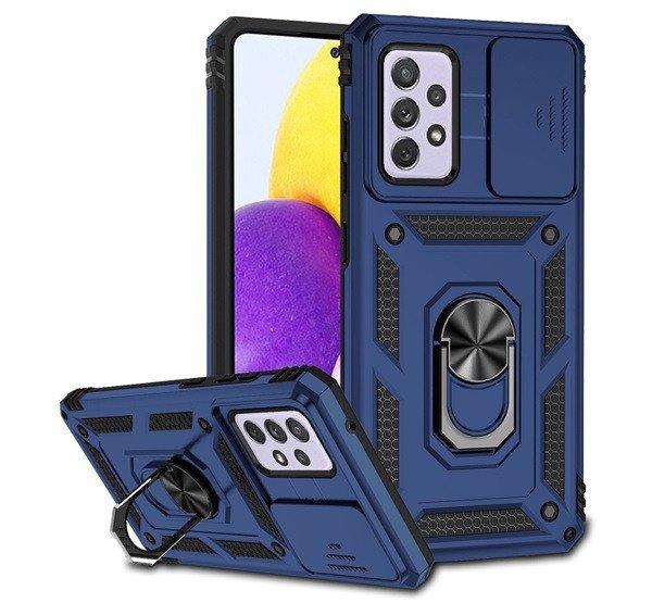 Defender műanyag telefonvédő (közepesen ütésálló, szilikon belső,
telefontartó gyűrű, kamera védelem) SÖTÉTKÉK Samsung Galaxy A52 4G
(SM-A525F), Samsung Galaxy A52s 5G (SM-A528), Samsu
