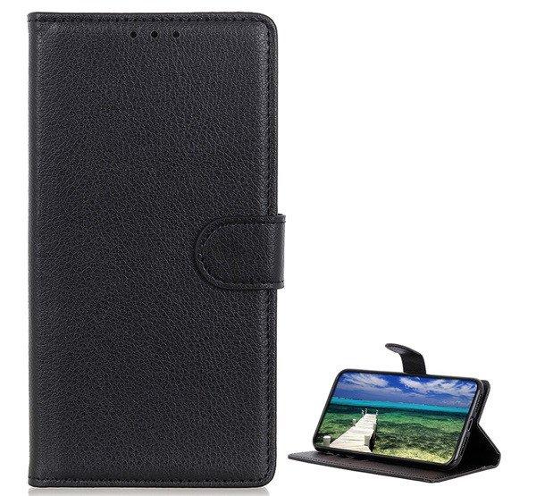 Tok álló, bőr hatású (FLIP, oldalra nyíló, asztali tartó funkció,
prémium) FEKETE Samsung Galaxy A03 Core (SM-A032F)