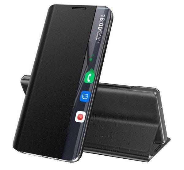 Tok álló, textil hatású (aktív FLIP, oldalra nyíló, asztali tartó
funkció, Smart View Cover) FEKETE Samsung Galaxy A03s (SM-A037F)