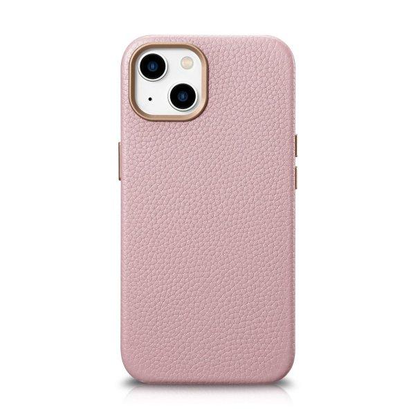 iCarer Litchi prémium bőr tok iPhone 14 Plus mágneses bőr tok MagSafe
rózsaszínnel (WMI14220711-PK)