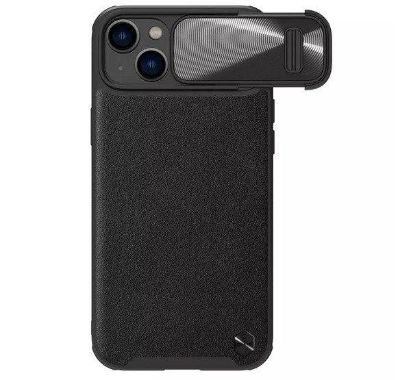 NILLKIN CAMSHIELD LEATHER műanyag telefonvédő (közepesen ütésálló, ECO
bőr hatású hátlap, kamera védelem) FEKETE Apple iPhone 14 Plus