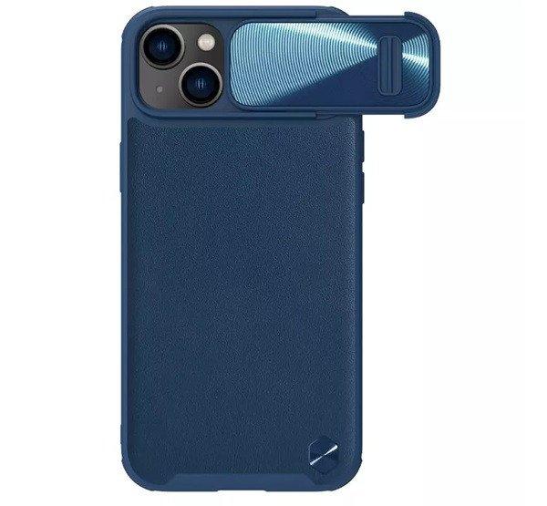 NILLKIN CAMSHIELD LEATHER műanyag telefonvédő (közepesen ütésálló, ECO
bőr hatású hátlap, kamera védelem) SÖTÉTKÉK Apple iPhone 14 Plus
