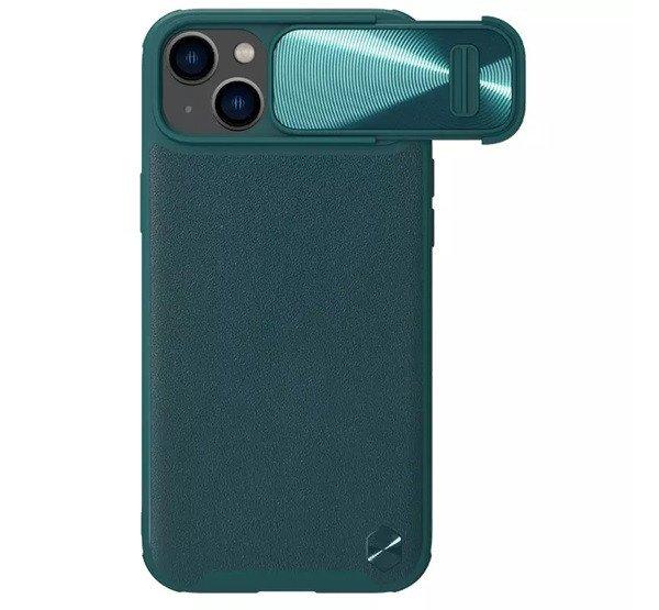NILLKIN CAMSHIELD LEATHER műanyag telefonvédő (közepesen ütésálló, ECO
bőr hatású hátlap, kamera védelem) SÖTÉTZÖLD Apple iPhone 14 Plus