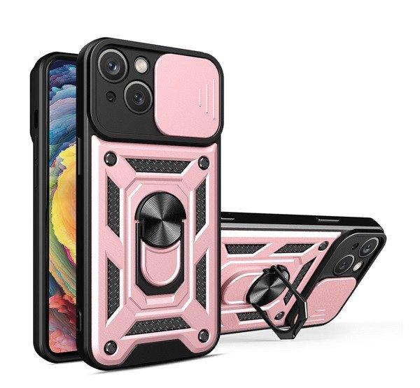 Defender műanyag telefonvédő (közepesen ütésálló, szilikon belső,
telefontartó gyűrű, kamera védelem) ROZÉARANY Apple iPhone 14 Plus