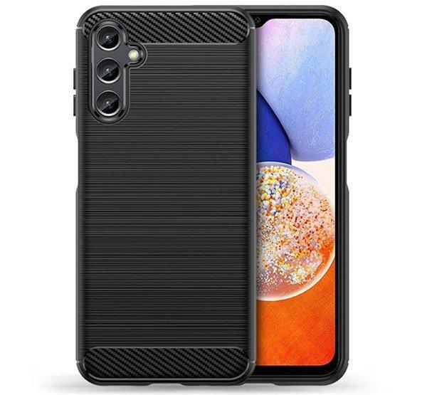 Szilikon telefonvédő (közepesen ütésálló, légpárnás sarok,
szálcsiszolt, karbon minta) FEKETE Samsung Galaxy A34 5G (SM-A346)