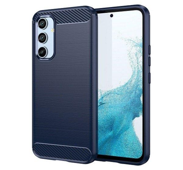 Szilikon telefonvédő (közepesen ütésálló, légpárnás sarok,
szálcsiszolt, karbon minta) SÖTÉTKÉK Samsung Galaxy A34 5G (SM-A346)