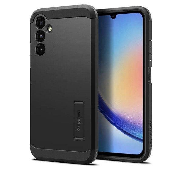 SPIGEN TOUGH ARMOR műanyag telefonvédő (szilikon keret, közepesen
ütésálló, kitámasztó) FEKETE Samsung Galaxy A34 5G (SM-A346)